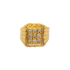 18K Yellow Gold & 0.5ct Diamond Ring For Men (16.5gm)