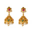 22k Yellow Gold, Emerald, Ruby, CZ & Pearl Temple Necklace Set (62.3gm)