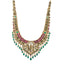 22K Antique Gold, Gemstone, Pearl & CZ Temple Jewelry Set (132.7gm)