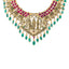 22K Antique Gold, Gemstone, Pearl & CZ Temple Jewelry Set (132.7gm)