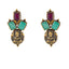 22K Antique Gold, Kundan, Gemstone, Pearl & CZ Temple Jewelry Set (74.1gm)