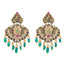 22K Antique Gold, CZ, Ruby & Emerald Peacock Temple Jewelry Set (137.5gm)