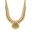 22K Antique Gold Lakshmi Temple Necklace w/ Ruby & CZ (62gm)