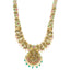22K Antique Gold Lakshmi Temple Necklace w/ Emeralds, Ruby, CZ & Pearls (80.5gm)