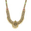 22K Antique Gold Lakshmi Temple Necklace w/ Emeralds, Ruby, CZ & Pearls (47.4gm)