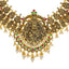 22K Antique Gold Lakshmi Temple Necklace w/ Emeralds, Ruby, CZ & Pearls (47.4gm)