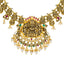 22K Antique Gold Lakshmi Temple Necklace w/ Emeralds, Ruby, CZ & Pearls (50.2gm)