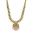 22K Antique Gold Lakshmi Temple Necklace w/ Emeralds, Ruby, CZ & Pearls (71.3gm)