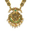 22K Antique Gold Lakshmi Temple Necklace w/ Emeralds, Ruby, CZ & Pearls (34.5gm)