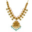 22K Antique Gold Lakshmi Temple Necklace w/ Emeralds, Ruby, CZ & Pearls (49.8gm)