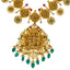 22K Antique Gold Lakshmi Temple Necklace w/ Emeralds, Ruby, CZ & Pearls (49.8gm)