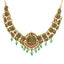 22K Antique Gold Lakshmi 14in Choker Necklace w/ Emeralds, Ruby, CZ & Pearls (29.9gm)