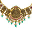 22K Antique Gold Lakshmi 14in Choker Necklace w/ Emeralds, Ruby, CZ & Pearls (29.9gm)