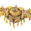 22K Antique Gold Lakshmi Choker Necklace w/ Emeralds & Ruby (22.7gm)