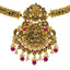 22K Antique Gold Lakshmi Choker Necklace w/ Emeralds, Ruby, CZ & Pearls (33.4gm)