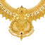 22K Yellow Gold Kasu Necklace and Temple Pendant w/ Emerald & Ruby (65.8gm)