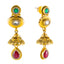 22K Yellow Gold Bridal Necklace Set w/ CZ, Emerald, Kundan & Ruby (78.4gm)