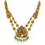 22K Antique Gold Lakshmi Temple Necklace w/ Emeralds, Ruby, CZ & Pearls (46.1gm)