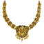 22K Antique Gold Lakshmi Temple Necklace w/ Emeralds, Ruby, CZ & Pearls (32.2gm)