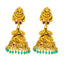 22K Antique Gold, CZ, Emerald & Ruby Lakshmi Necklace & Jhumki Set (100.8gm)