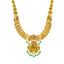 22K Antique Gold, CZ, Emerald & Ruby Lakshmi Necklace & Jhumki Set (100.8gm)