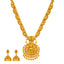 22K Antique Lakshmi Necklace & Jhumki Set in Ruby Emerald