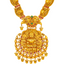 22K Antique Lakshmi Necklace & Jhumki Set in Ruby Emerald