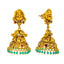 22K Antique Gold, CZ, Emerald, & Ruby Lakshmi Necklace & Jhumki Set (79.9gm)