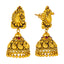 22K Antique Gold, CZ, Emerald, & Ruby Lakshmi Necklace & Jhumki Set (102gm)