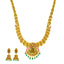 22K Antique Gold CZ Emerald Ruby Lakshmi Jhumki Set, 81.8g