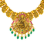 22K Antique Gold CZ Emerald Ruby Lakshmi Jhumki Set, 81.8g