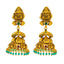 22K Antique Gold CZ Emerald Ruby Lakshmi Jhumki Set, 81.8g