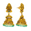 22K Antique Gold CZ Emerald Ruby Lakshmi Jhumki Set, 81.8g