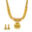 22K Antique Lakshmi Necklace & Jhumki Set in Ruby & Pearls