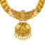22K Antique Lakshmi Necklace & Jhumki Set in Ruby & Pearls
