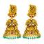 22K Antique Gold CZ Ruby Emerald Lakshmi Jhumki Set, 74.6g