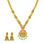22K Antique Gold CZ Ruby Emerald Lakshmi Jhumki Set, 74.6g