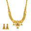 22K Antique Gold Lakshmi Necklace & Jhumki Set, Ruby CZ