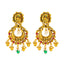 22K Antique Gold CZ Emerald Ruby Necklace Chandbali 75.1g