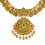 22K Antique Gold Lakshmi Necklace with CZ, Emerald, & Ruby (70.65gm)