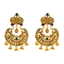 22K Antique Gold CZ Emerald Ruby Necklace Chandbali 98.9g