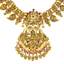 22K Antique Gold CZ Emerald Ruby Necklace Chandbali 98.9g