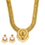 22K Antique Gold Necklace & Chandbali Set with Ruby & Pearls