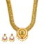 22K Antique Gold Necklace & Chandbali Set with Ruby & Pearls