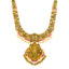 22K Antique Yellow Gold, CZ, Emerald, & Ruby Temple Necklace (67.7gm)