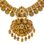 22K Antique Yellow Gold, Emerald, CZ & Ruby Temple Necklace (77.5gm)
