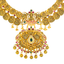 22K Antique Yellow Gold, Emerald, CZ & Ruby Lakshmi Necklace (92.8gm)