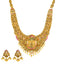 22K Antique Yellow Gold, CZ & Ruby Lakshmi Necklace & Jhumki Set (115.8gm)