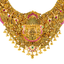 22K Antique Yellow Gold, CZ & Ruby Lakshmi Necklace & Jhumki Set (115.8gm)