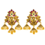 22K Antique Yellow Gold, CZ & Ruby Lakshmi Necklace & Jhumki Set (115.8gm)
